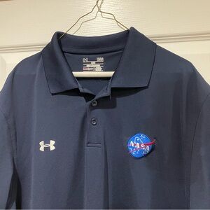 Under Armour Dark Blue Polo with Embroidered NASA Emblem- Large